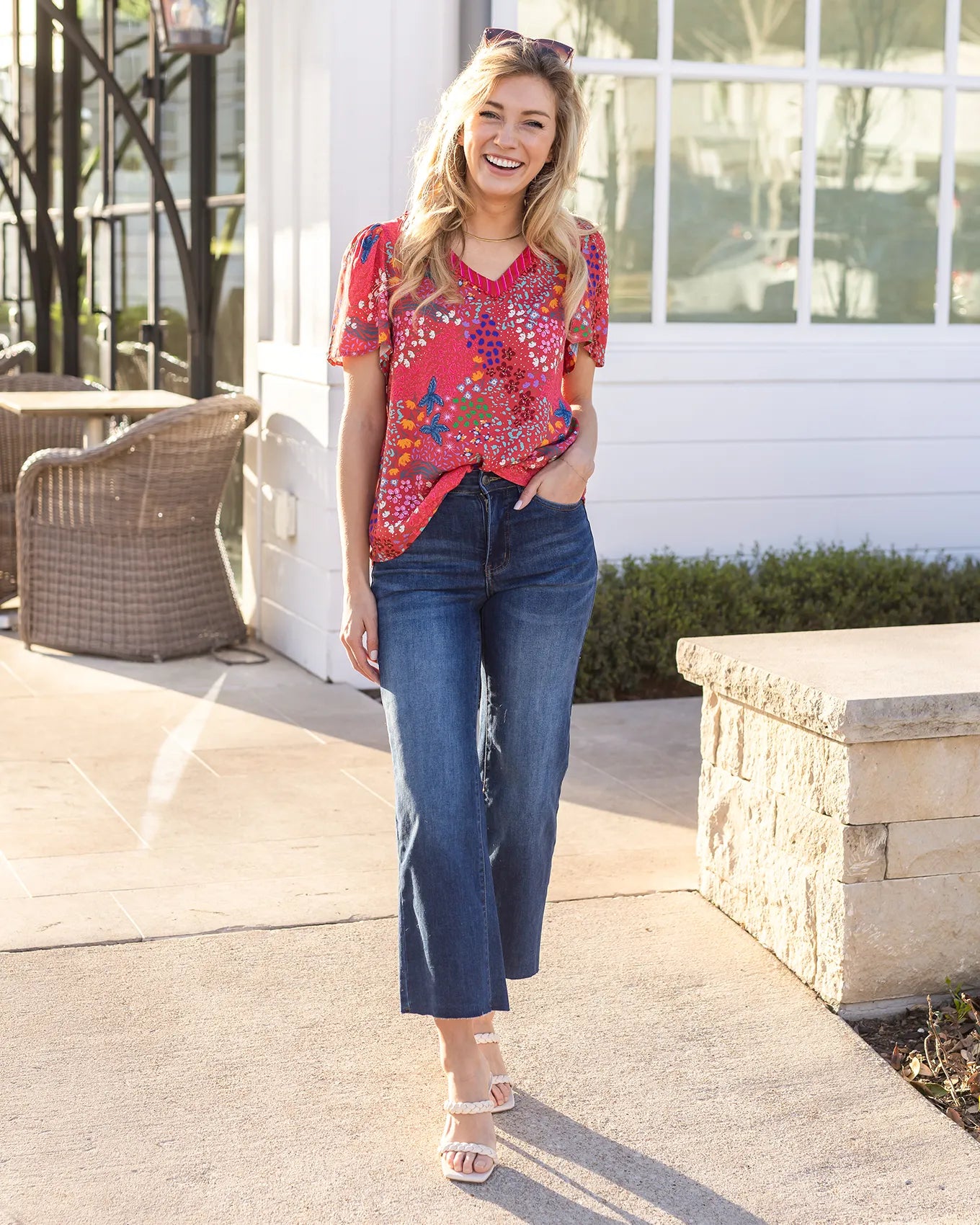 Mixed Print Floral Top in Mixed Floral