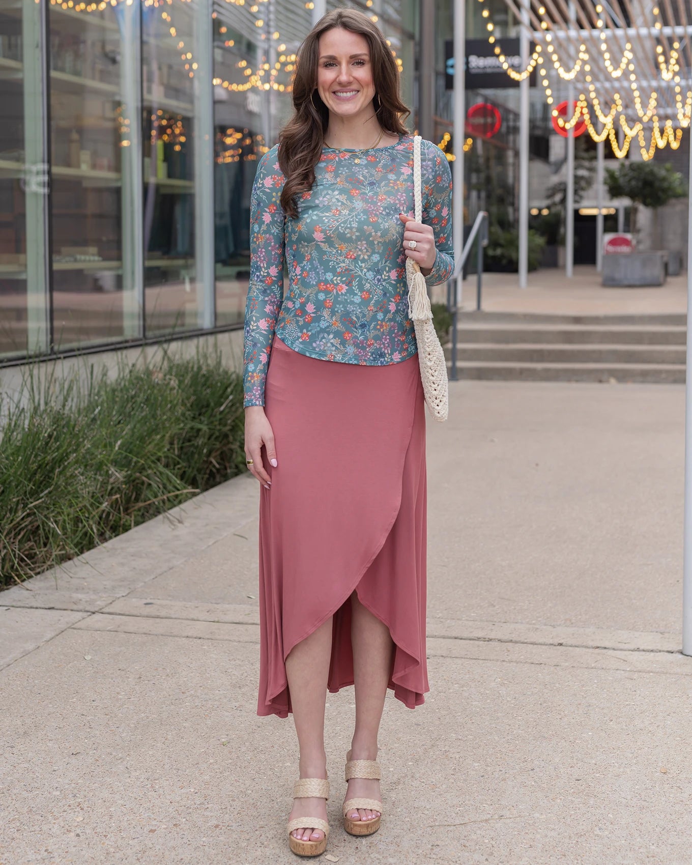 Scoop Neck Floral Mesh Top in Wild Flower