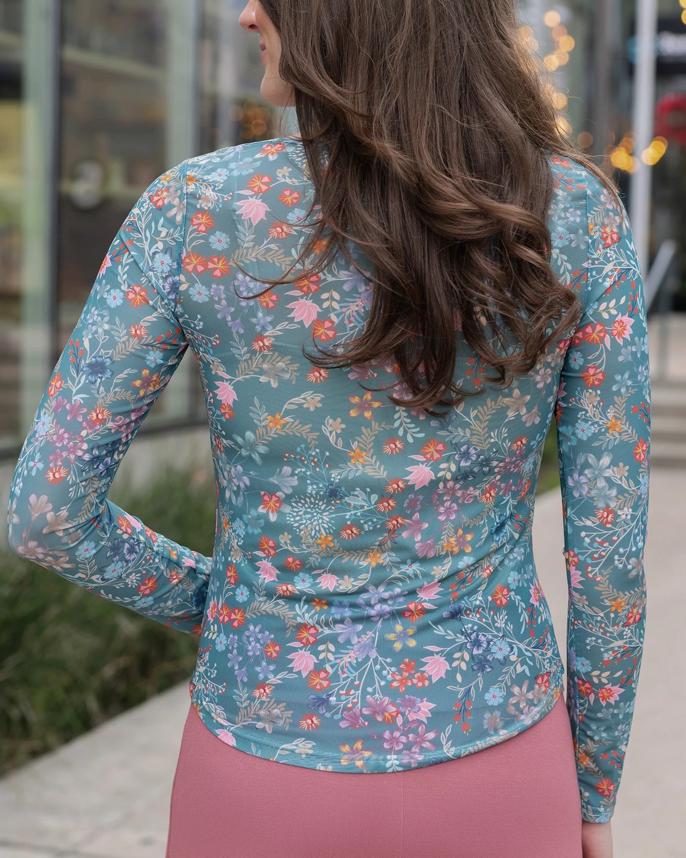 Scoop Neck Floral Mesh Top in Wild Flower